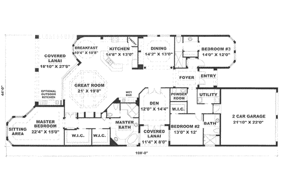 Floor Plan - Main Floor for Mediterranean House Plan #27-288 - 3 bed, 3.5 bath