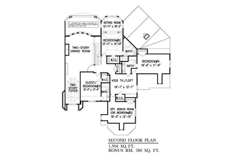 Home Plan - Floor Plan - Upper Floor for European House Plan #54-439 - 4 bed, 4.5 bath