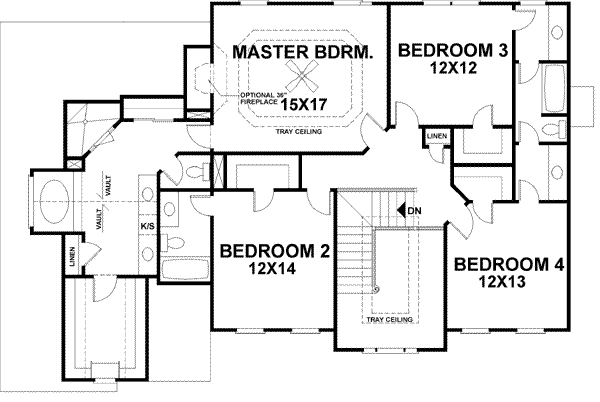 House Design - European Floor Plan - Upper Floor Plan #56-202