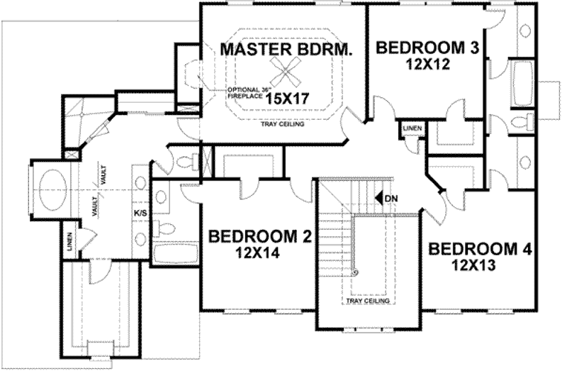 Home Plan - Floor Plan - Upper Floor for European House Plan #56-202 - 4 bed, 3.5 bath