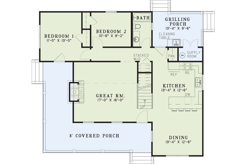Dream House Plan - Floor Plan - Main Floor for Colonial House Plan #17-2884 - 4 bed, 2 bath