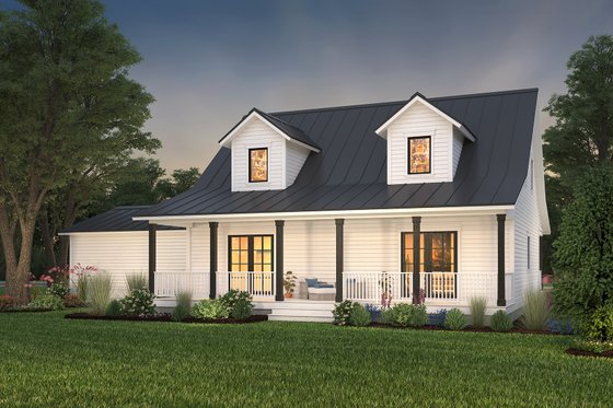 Exterior - Rear Elevation for Farmhouse House Plan #497-9 - 3 bed, 3.5 bath