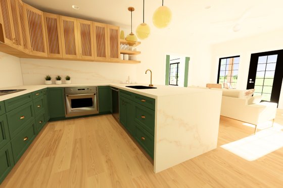 Interior - Kitchen 3 for Farmhouse House Plan #126-295 - 1 bed, 1 bath