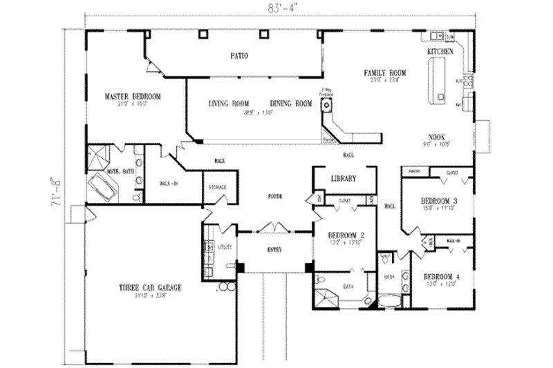 Architectural House Design - Floor Plan - Main Floor for Mediterranean House Plan #1-876 - 4 bed, 3 bath