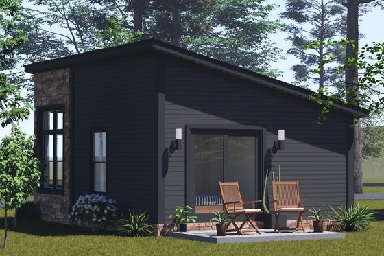 Exterior - Rear Elevation for Modern House Plan #513-2385 - 1 bed, 1 bath