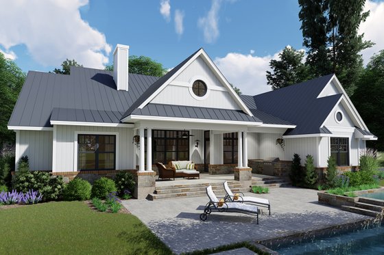 Exterior - Rear Elevation 1 for Farmhouse House Plan #120-257 - 3 bed, 2.5 bath