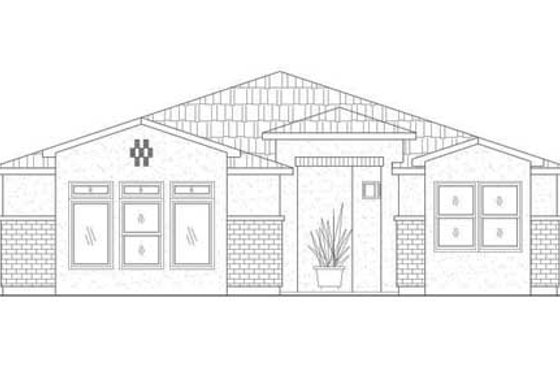 Exterior - Front Elevation for Adobe / Southwestern House Plan #24-210 - 3 bed, 2 bath