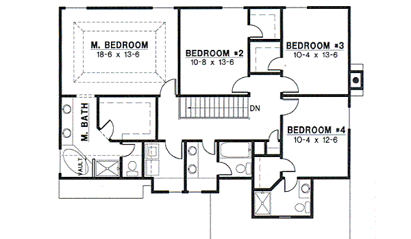 Traditional Floor Plan - Upper Floor Plan #67-506