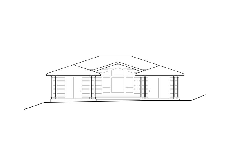House Blueprint - Exterior - Rear Elevation for Prairie House Plan #124-1123 - 3 bed, 2 bath
