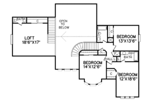 Floor Plan - Upper Floor for Traditional House Plan #65-118 - 4 bed, 4 bath