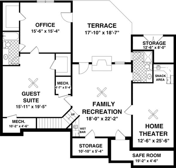 Craftsman Floor Plan - Lower Floor Plan #56-634