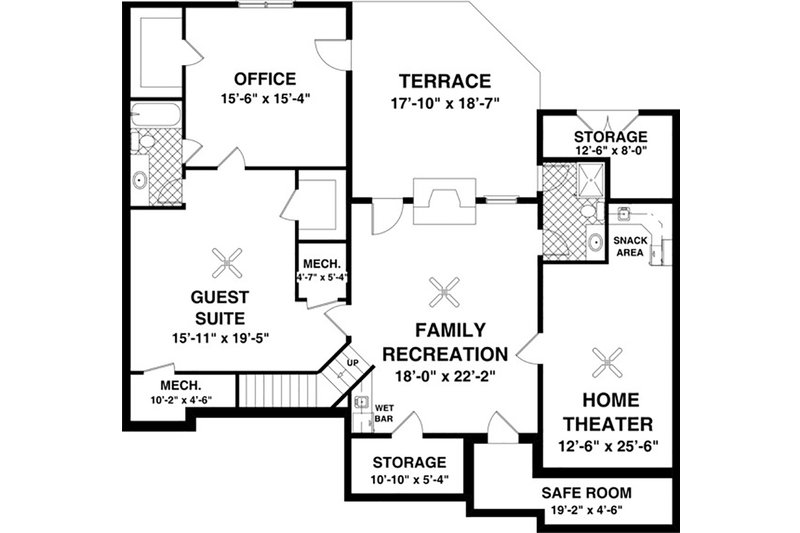 House Plan Design - Floor Plan - Lower Floor for Craftsman House Plan #56-634 - 3 bed, 2 bath