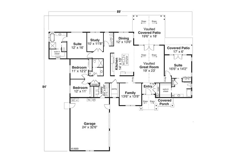 Architectural House Design - Floor Plan - Main Floor for Craftsman House Plan #124-1349 - 4 bed, 3.5 bath