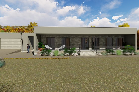 Exterior - Front Elevation 3 for Modern House Plan #549-22 - 3 bed, 2 bath