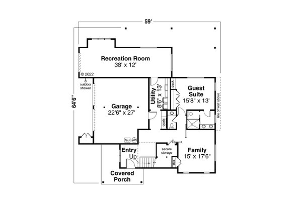 Contemporary Floor Plan - Main Floor Plan #124-1455