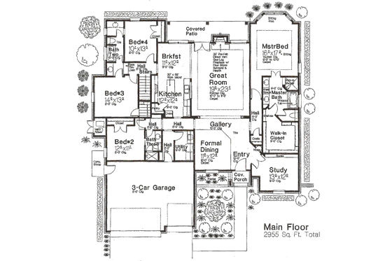 Floor Plan - Main Floor for European House Plan #310-674 - 4 bed, 3 bath