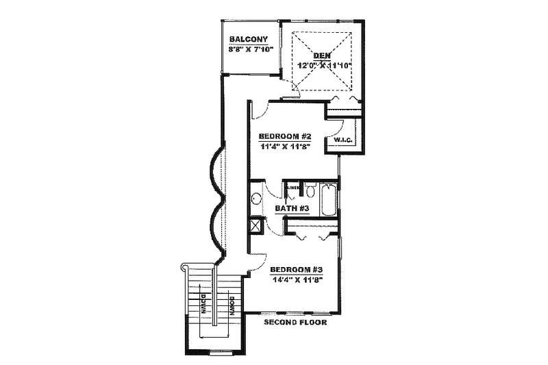 House Blueprint - Floor Plan - Upper Floor for Mediterranean House Plan #27-205 - 3 bed, 3 bath