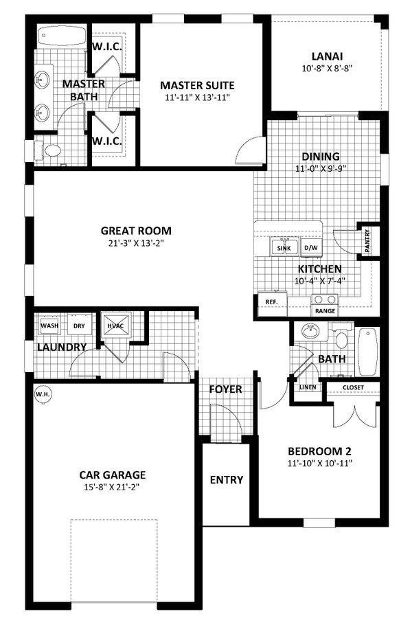 Traditional Style House Plan - 2 Beds 2 Baths 1352 Sq/Ft Plan #1058-239 ...