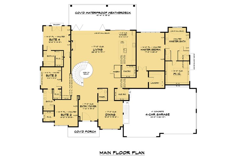 Home Plan - Floor Plan - Main Floor 1 for Contemporary House Plan #1066-112 - 5 bed, 5 bath