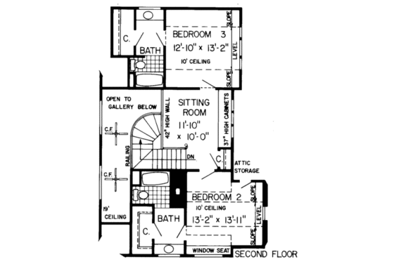 Floor Plan - Upper Floor for Country House Plan #312-191 - 3 bed, 3.5 bath