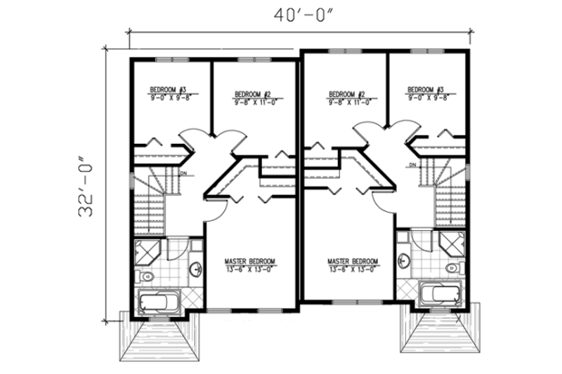 House Design - Floor Plan - Upper Floor for Traditional House Plan #138-238 - 3 bed, 1.5 bath