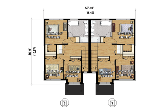 Floor Plan - Upper Floor 1 for Contemporary House Plan #25-4397 - 6 bed, 2 bath