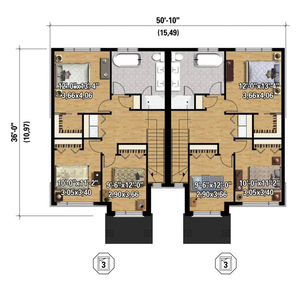 Contemporary Floor Plan - Upper Floor Plan #25-4397