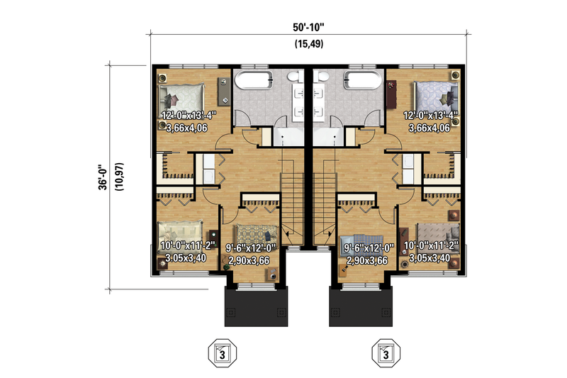 Home Plan - Floor Plan - Upper Floor 1 for Contemporary House Plan #25-4397 - 6 bed, 2 bath