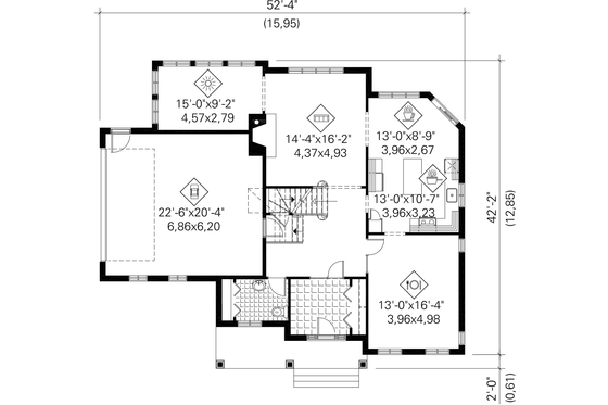 Floor Plan - Main Floor for European House Plan #25-4798 - 3 bed, 2 bath