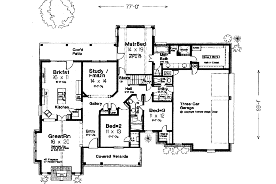 Floor Plan - Main Floor for European House Plan #310-253 - 3 bed, 2.5 bath