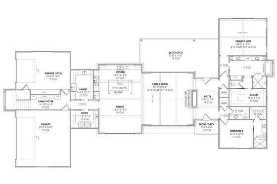 Floor Plan - Main Floor for Modern House Plan #1096-25 - 4 bed, 4.5 bath