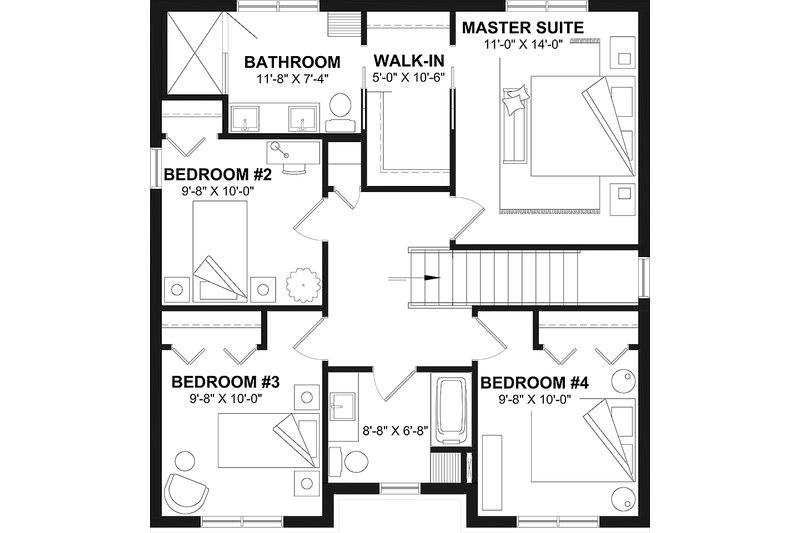 House Plan Design - Floor Plan - Upper Floor for Farmhouse House Plan #23-341 - 4 bed, 2.5 bath