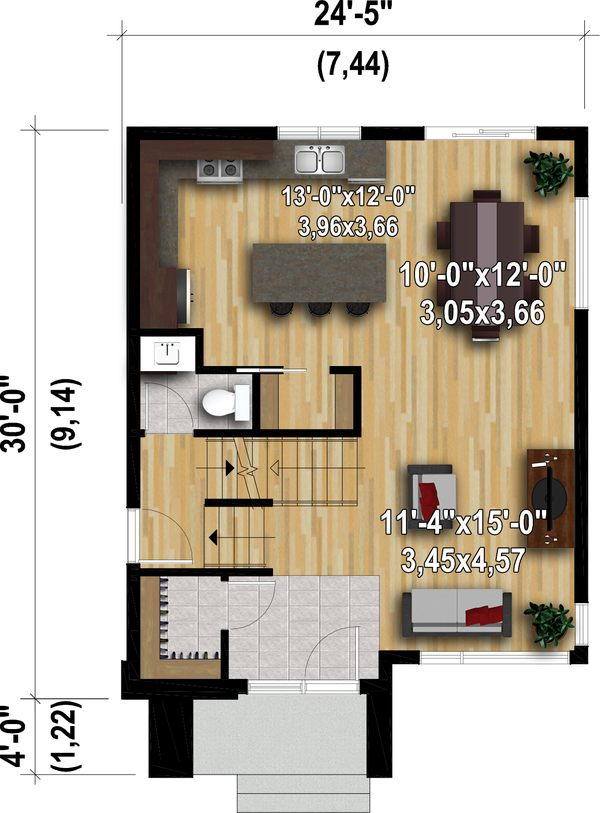 Architectural House Design - Contemporary Floor Plan - Main Floor Plan #25-4898