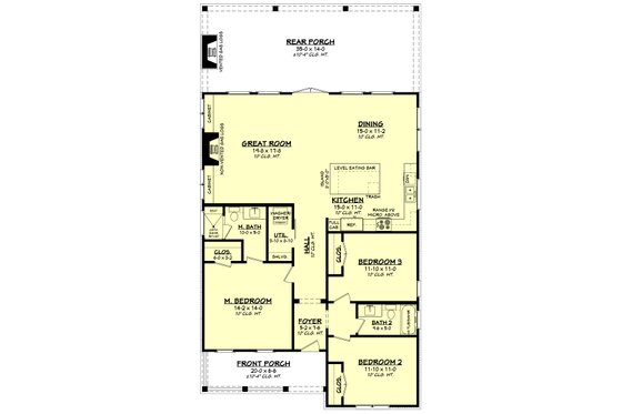 Floor Plan - Main Floor for Traditional House Plan #430-309 - 3 bed, 2 bath