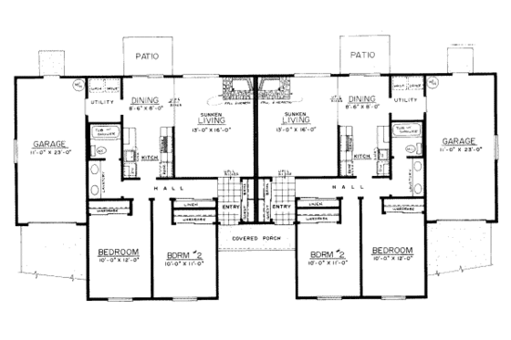 Floor Plan - Main Floor for Ranch House Plan #303-190 - 2 bed, 1 bath