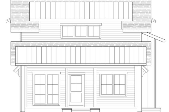 Exterior - Rear Elevation 1 for Craftsman House Plan #1105-4 - 3 bed, 2.5 bath