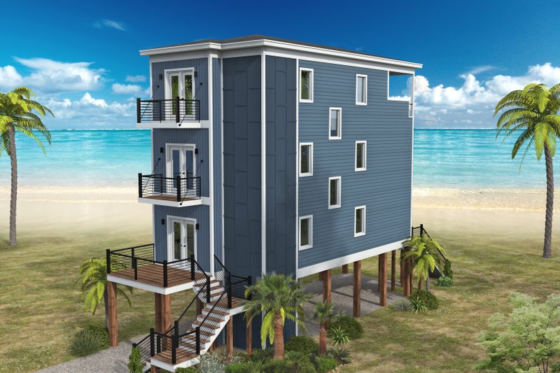 House Blueprint - Beach Exterior - Front Elevation Plan #932-1163