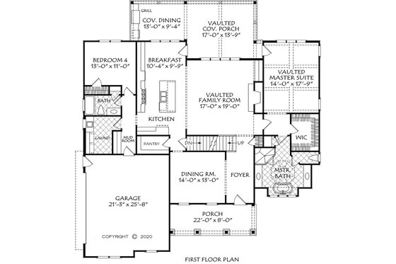 Floor Plan - Main Floor for Farmhouse House Plan #927-1011 - 4 bed, 4 bath