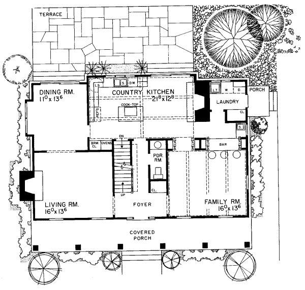 Southern Floor Plan - Main Floor Plan #72-358