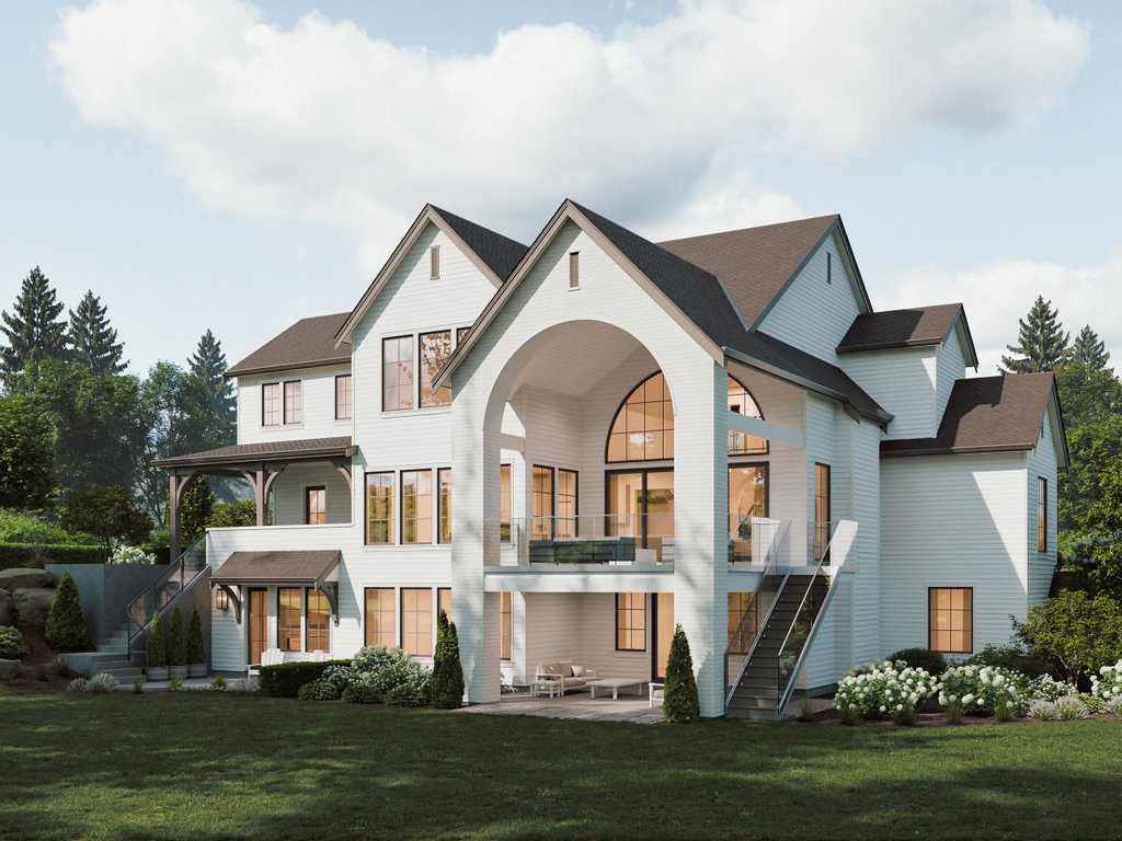 Exterior - Rear Elevation 1 for European House Plan #1114-121 - 4 bed, 3 bath