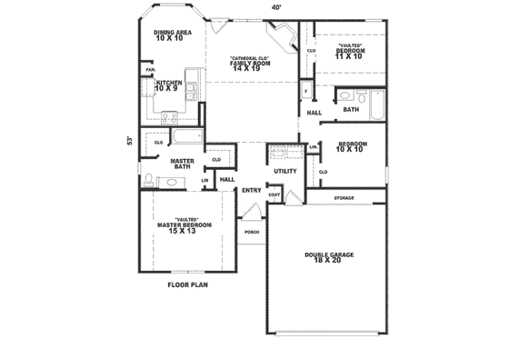 Floor Plan - Main Floor for Traditional House Plan #81-200 - 3 bed, 2 bath