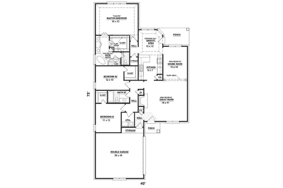 Floor Plan - Main Floor for Traditional House Plan #81-293 - 3 bed, 2 bath