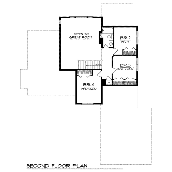 Traditional Floor Plan - Upper Floor Plan #70-319