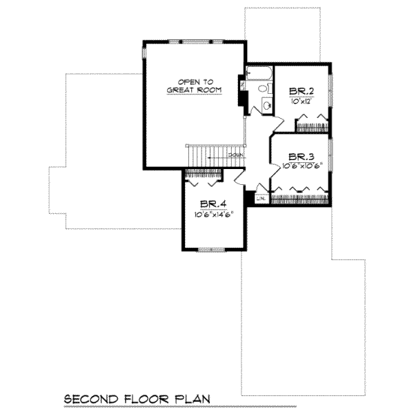 Home Plan - Traditional Floor Plan - Upper Floor Plan #70-319