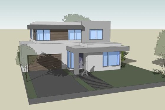 Exterior - Front Elevation 4 for Modern House Plan #496-25 - 4 bed, 2.5 bath