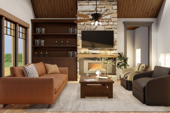 Interior - Family Room for Craftsman House Plan #17-2815 - 3 bed, 2 bath