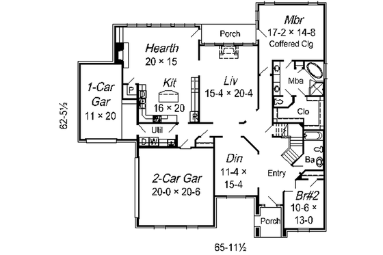 Floor Plan - Main Floor for European House Plan #329-303 - 5 bed, 4 bath
