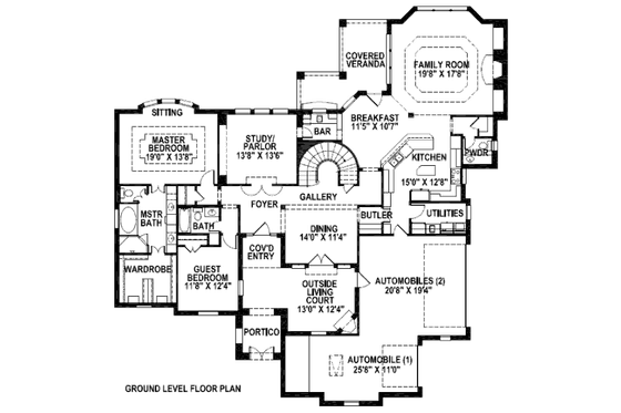 Floor Plan - Main Floor for European House Plan #141-259 - 4 bed, 3.5 bath