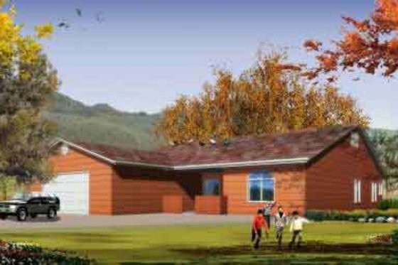 Exterior - Front Elevation for Ranch House Plan #1-1200 - 4 bed, 3 bath