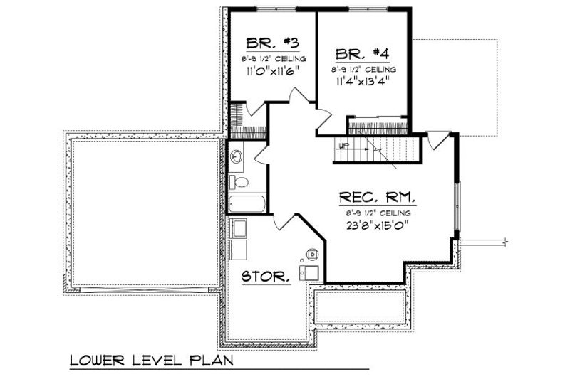 House Blueprint - Floor Plan - Lower Floor for Cottage House Plan #70-857 - 4 bed, 2 bath